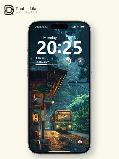 Rainy Forest Train Station Evening Anime Aesthetic Wallpaper Pack [#WGF016]