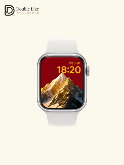 Golden Hour Snow Peak Red Sky Minimalist Aesthetic Wallpaper Pack [#ZMY371]