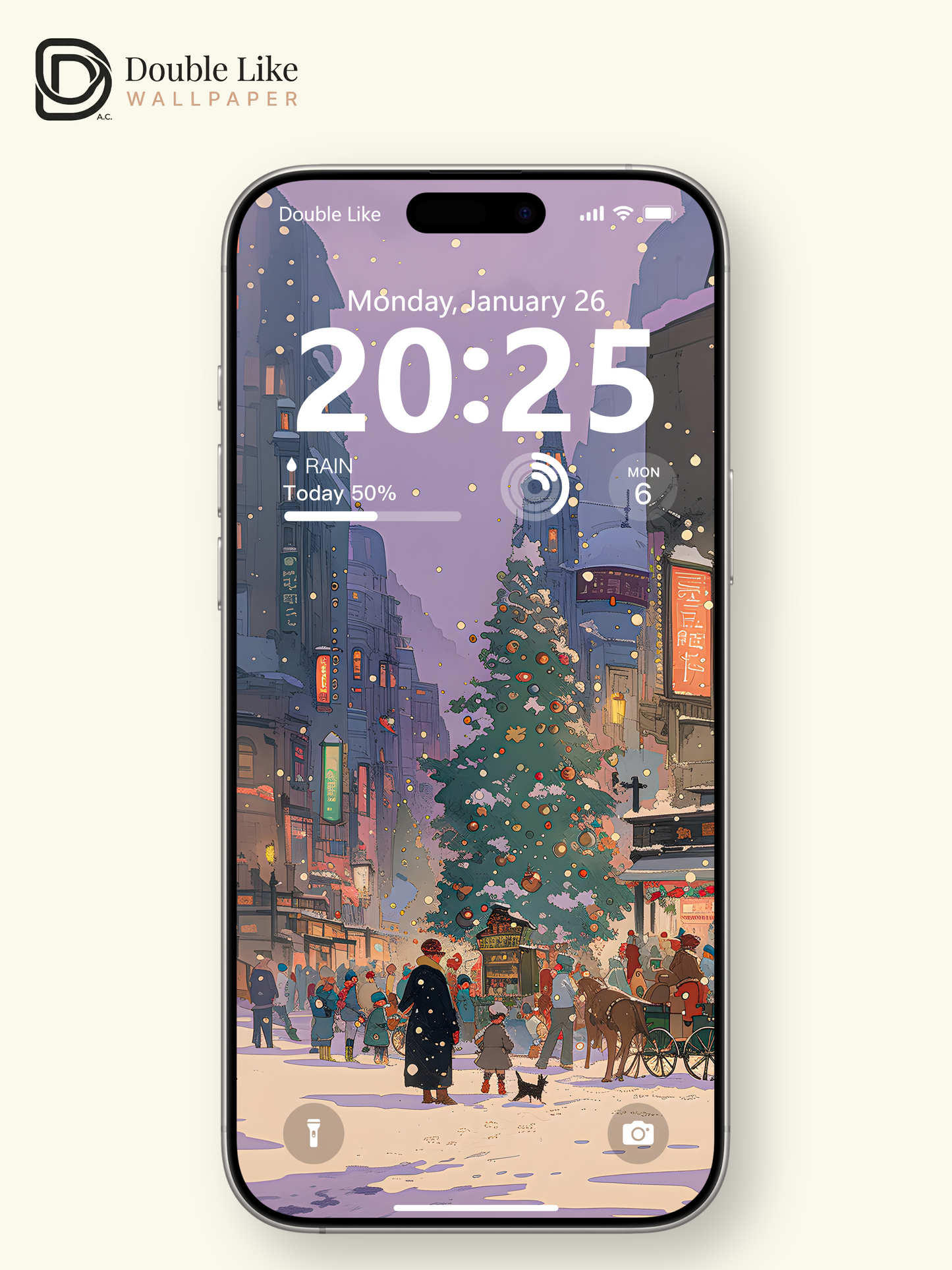 Cozy Christmas Snowy Town Purple Twilight Anime Aesthetic Wallpaper Pack [#WGF066]