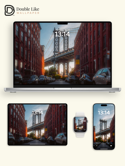 Manhattan Bridge NYC Retro City Vibe Full Wallpaper Set [#ZMY442]