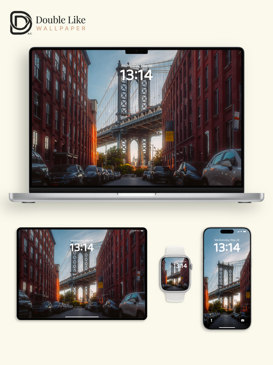 Manhattan Bridge NYC Retro City Vibe Full Wallpaper Set [#ZMY442]