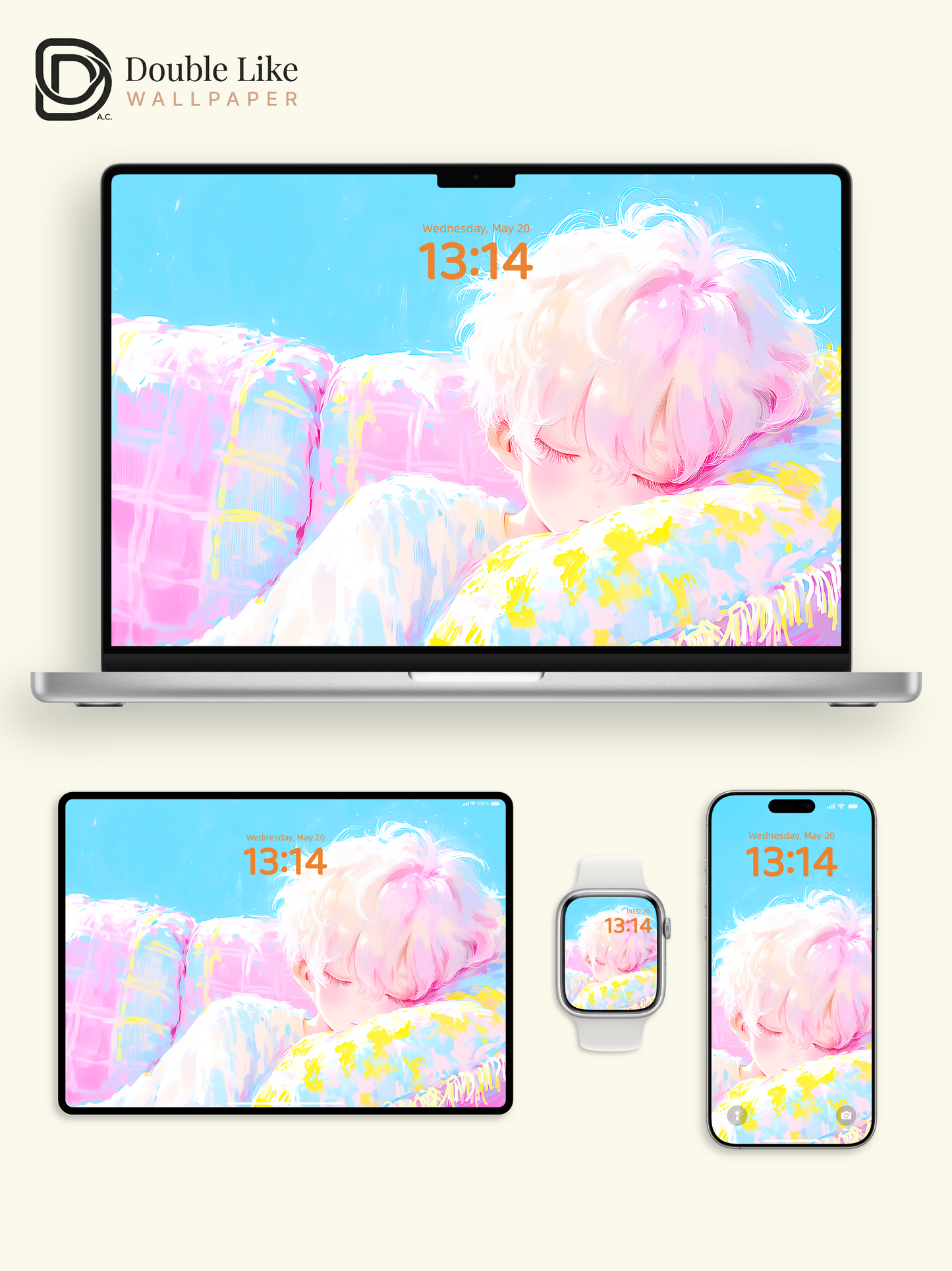 Pastel Dream Sleeping Anime Boy Aesthetic Digital Wallpaper Pack [#HW1462]