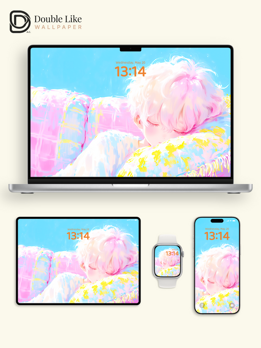 Pastel Dream Sleeping Anime Boy Aesthetic Digital Wallpaper Pack [#HW1462]