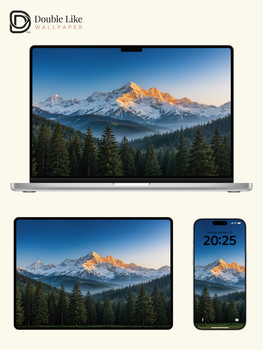 Golden Sunrise Snow Mountain Forest Healing Wallpaper Pack [#LFHL30215]