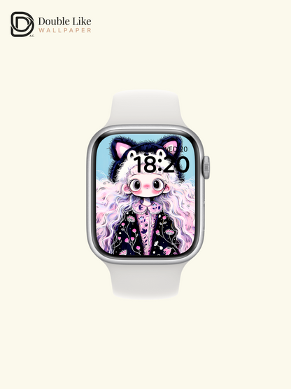Kawaii Anime Girl Black Cat Beanie Pastel Wallpaper Pack [#HW1481]
