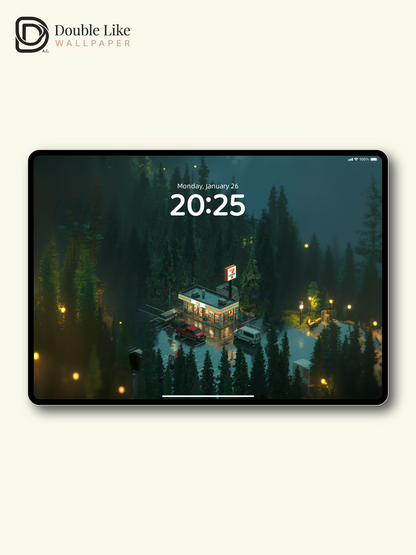 Rainy Forest Convenience Store Cozy Night 3D Aesthetic Wallpaper Pack [#JJ1386]