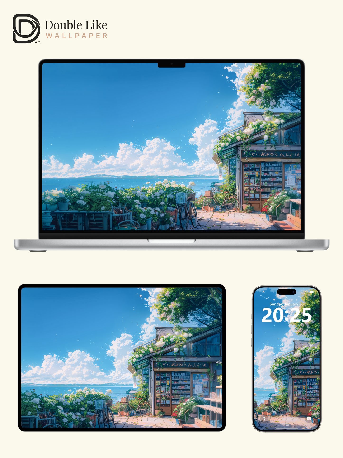 Aesthetic Summer Seaside Cafe Anime Aesthetic Wallpaper Pack [#WGF105]