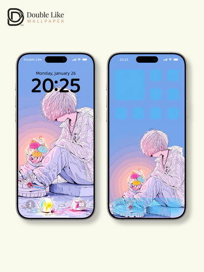 Anime Boy Glowing Pastel Dumplings Aesthetic Wallpaper Pack [#HW1466]