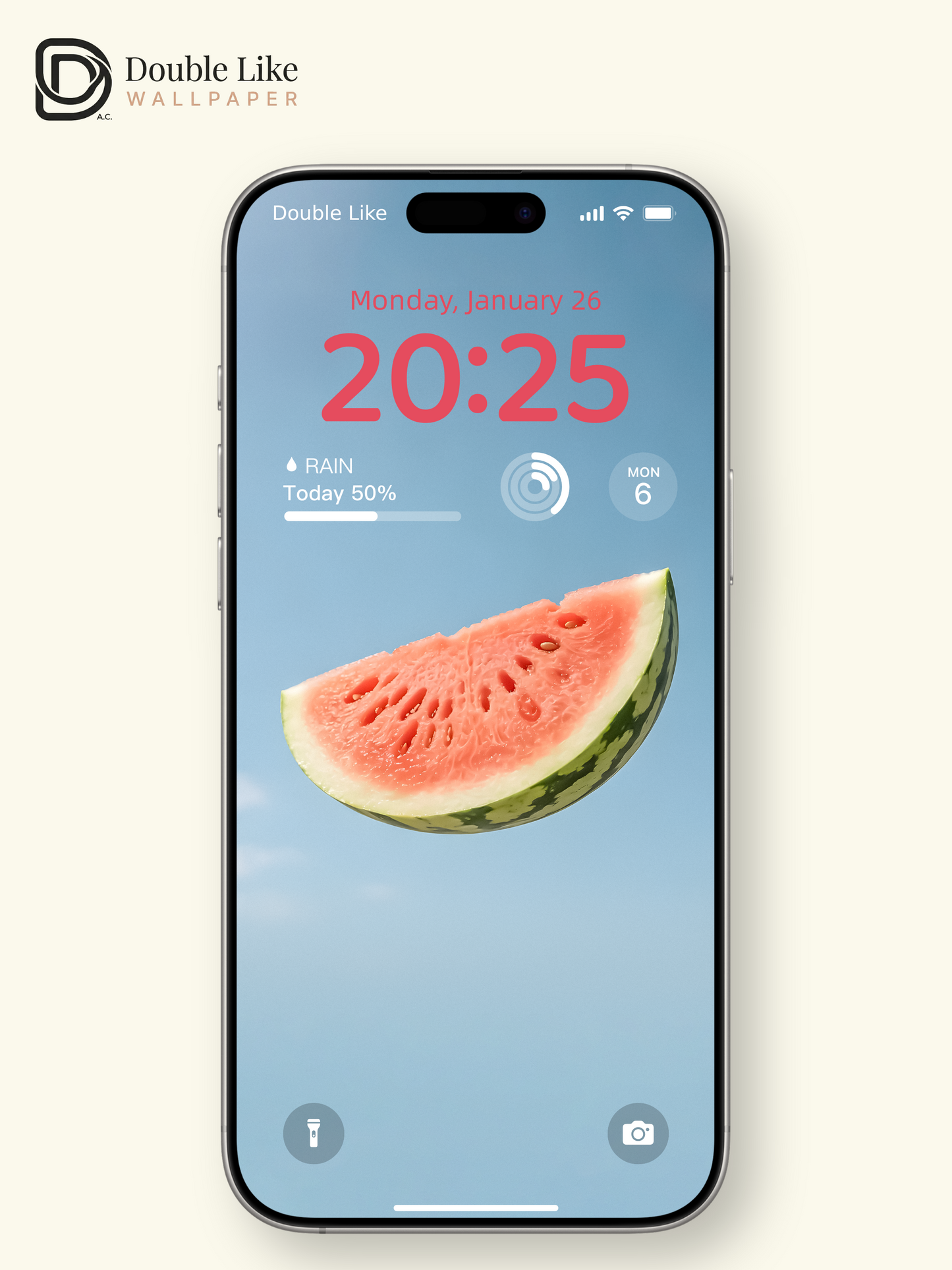 Floating Fresh Watermelon Slice Blue Sky Minimalist Aesthetic Wallpaper Pack [#ZMY512]