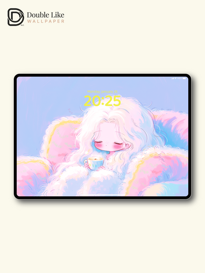 Cute Sleeping Anime Girl Cozy Pastel Dreamy Aesthetic Wallpaper Pack [#HW1497]