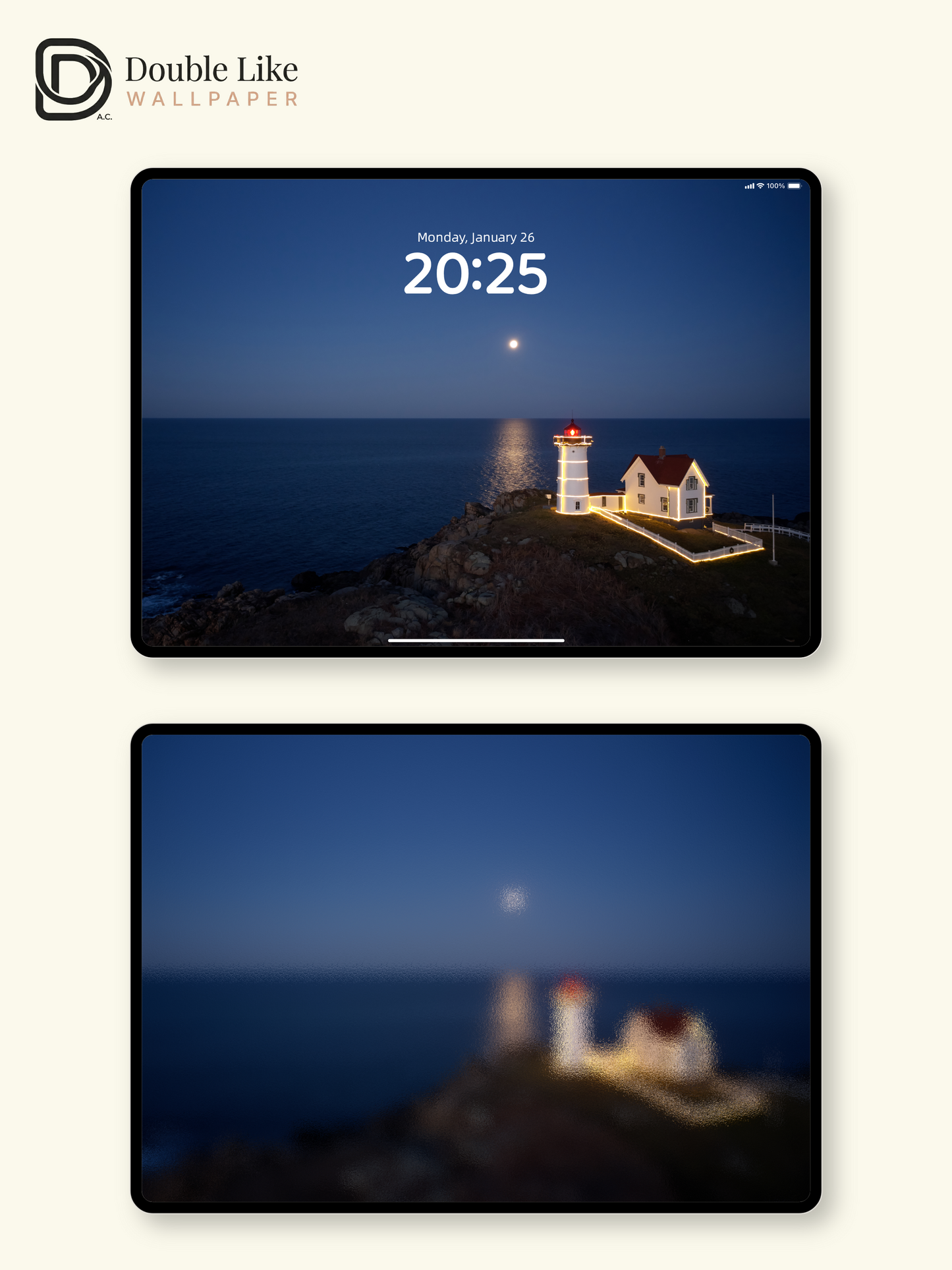 Glowing Lighthouse Moonlight Ocean Ambient Wallpaper Pack [#ZJYX0145]