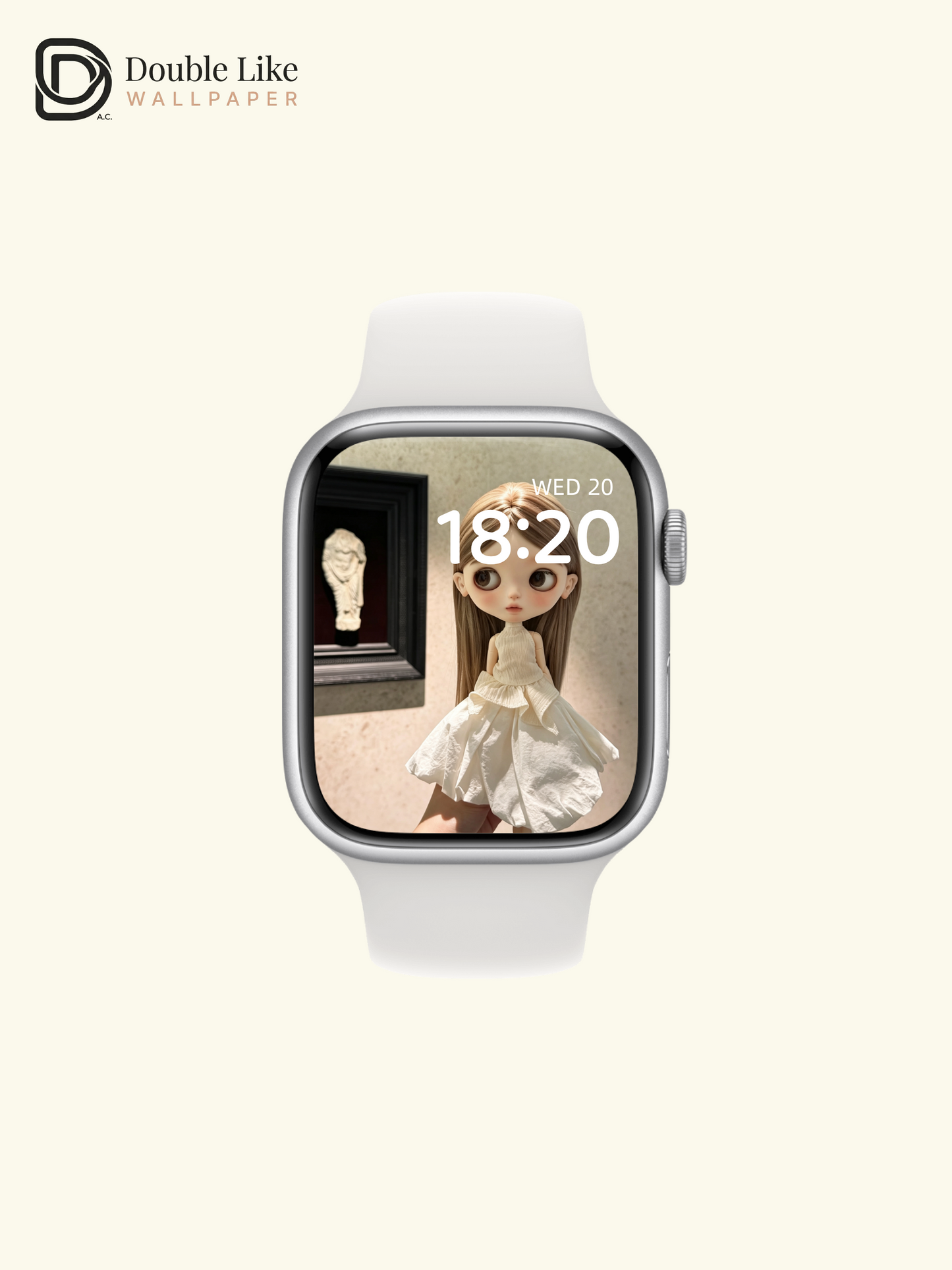 Calm Museum Blythe Doll Beige White Dress Healing Aesthetic Wallpaper [#HWWs014]