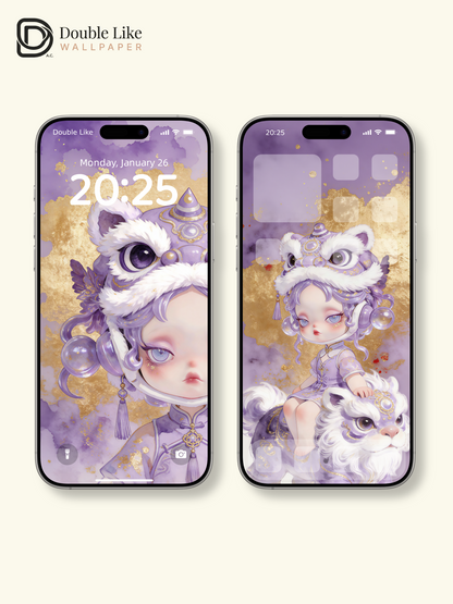 Lavender Lion Dream 💜🦁✨ | Fantasy Wallpaper Pack [#JJ318]