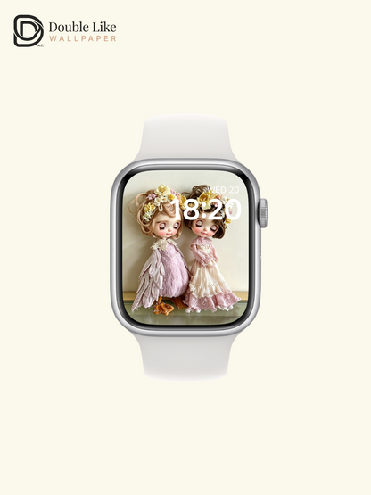 Vintage Floral Twin Blythe Dolls Pastel Dreamy Aesthetic Wallpaper [#HWWs003]
