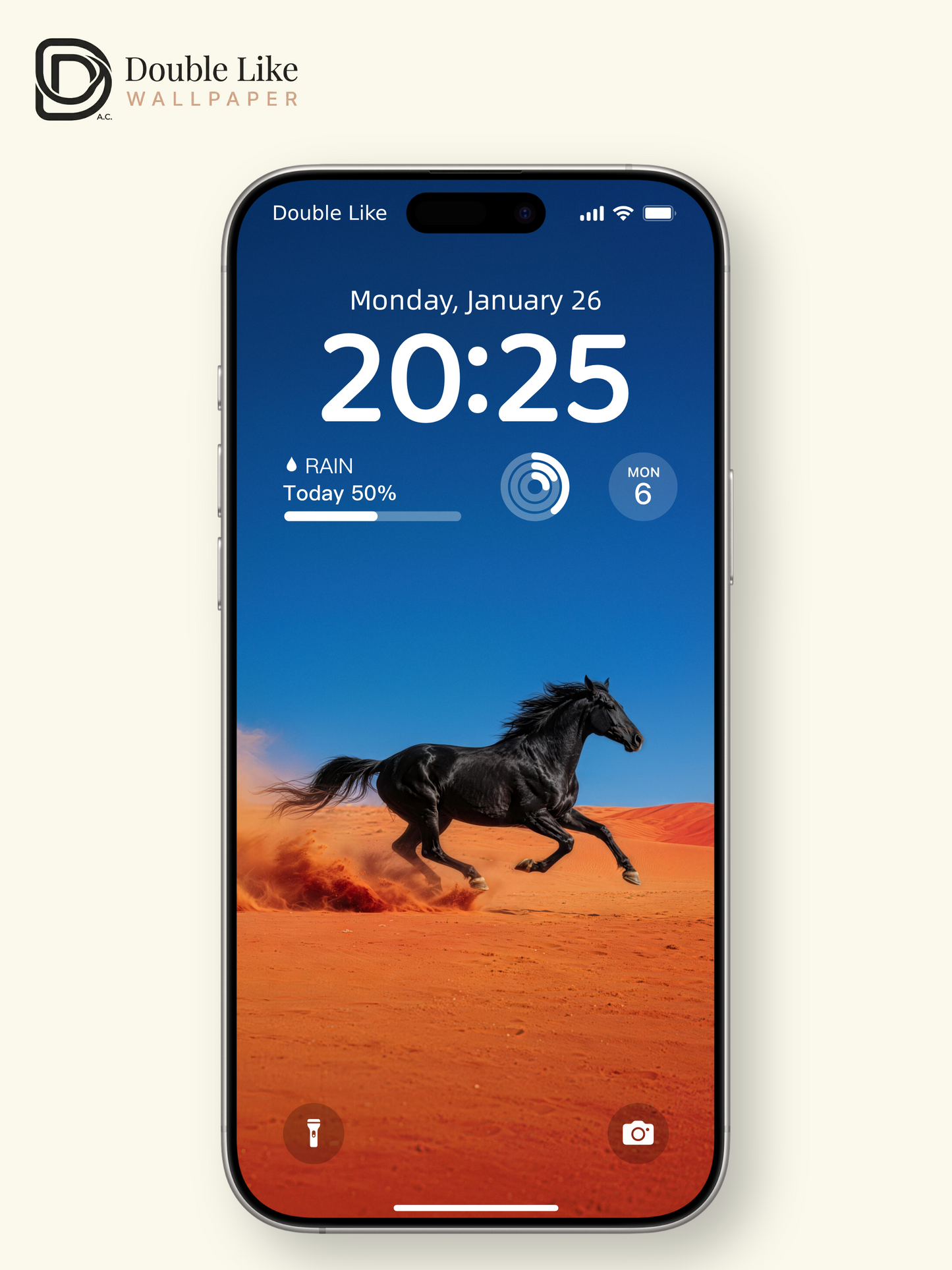 Running Black Horse In Red Desert Motivational Wilderness Wallpaper Pack [#LFHL30320]