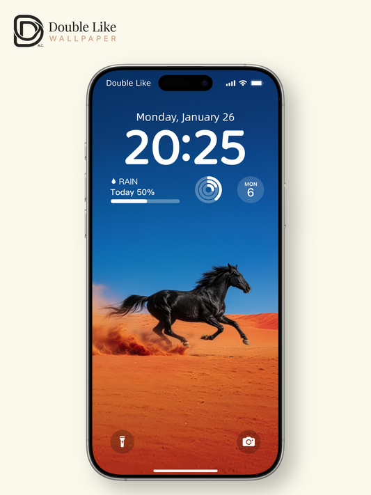 Running Black Horse In Red Desert Motivational Wilderness Wallpaper Pack [#LFHL30320]