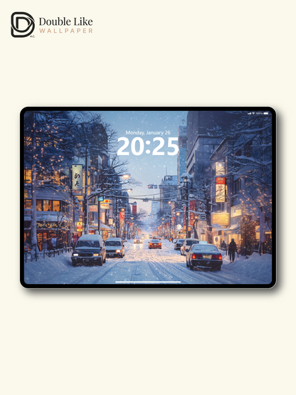 Winter Snow Japanese City Street Anime Cozy Aesthetic Wallpaper Pack [#WGF078]