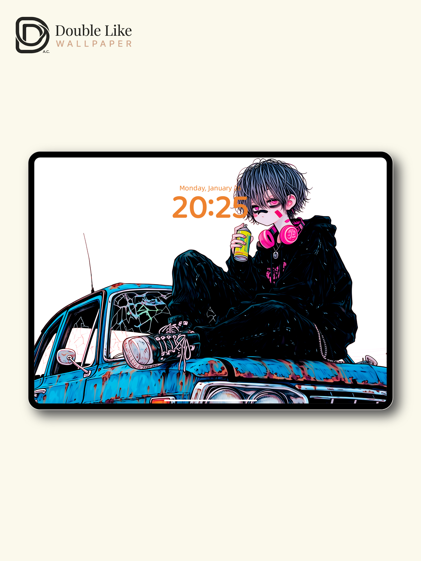 Retro Anime Boy Spray Paint Vintage Car Urban Grunge Aesthetic Wallpaper Pack [#HW1518]