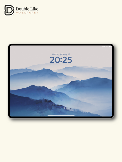 Misty Blue Layer Mountain Oil Painting Aesthetic Wallpaper Pack [#LFHL30508]