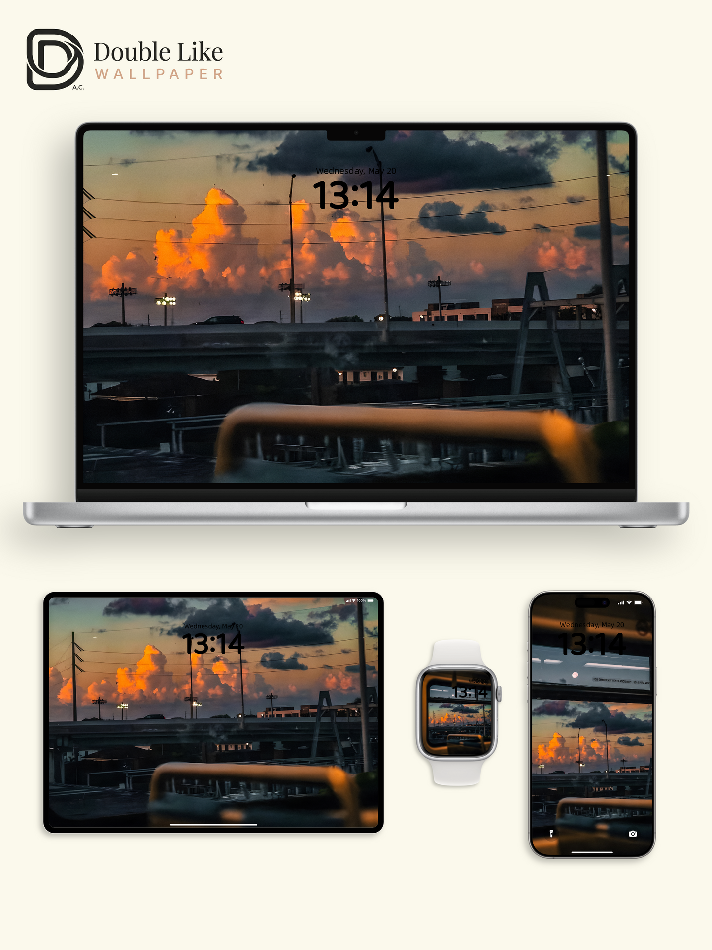Subway Window Sunset Clouds Moon City Twilight Aesthetic Wallpaper Pack [#ZMY183]