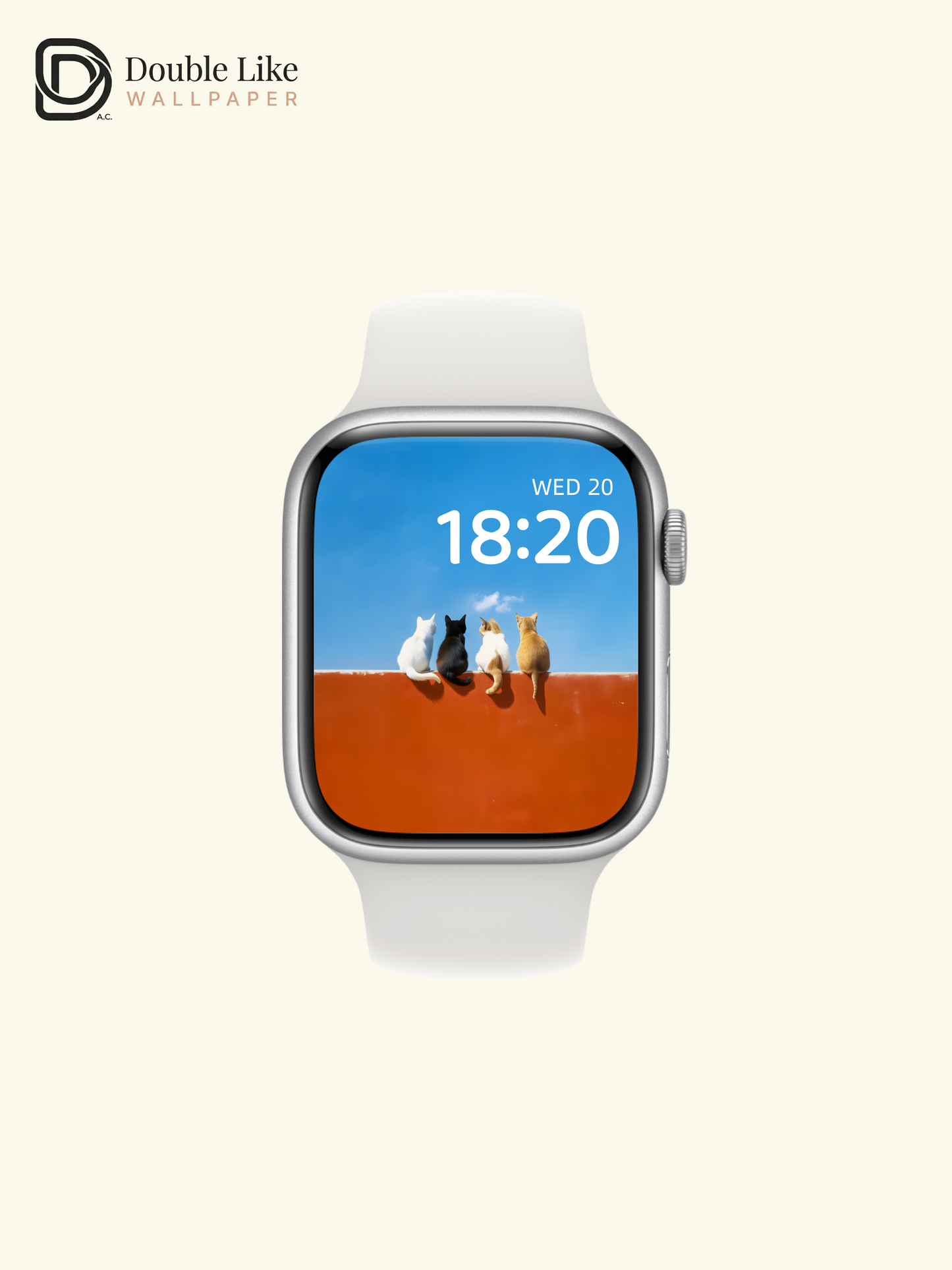 Four Cats Wall Sitting Blue Sky Minimalist Cute Aesthetic Wallpaper Pack [#ZMY540]