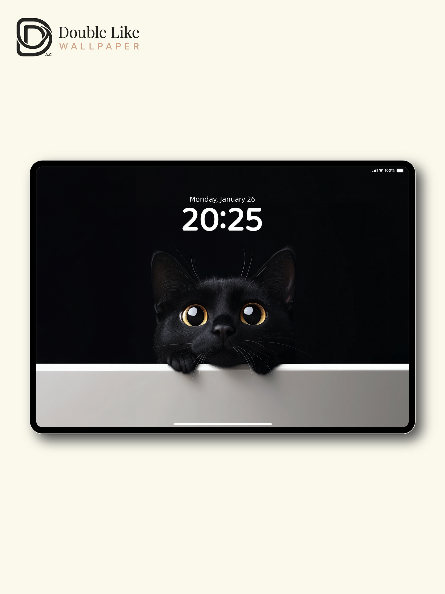 Curious Black Cat Golden Eyes Minimalist Wallpaper Pack [#JJ20302]