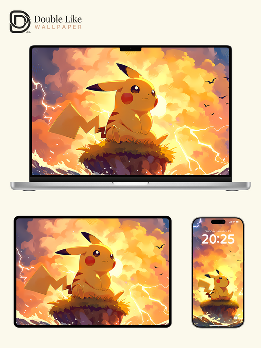 Thunder Sunset | Dreamy Pikachu Aesthetic Anime Wallpaper Bundle [#LFHL1018]