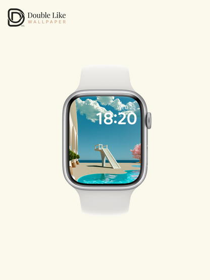 Surreal Minimalist Seaside Pool & White Arches Aesthetic Wallpaper Pack [#JJ1395]