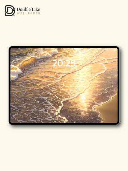 Golden Hour Beach Waves Reflection Aesthetic Multi Device Wallpaper Pack [#LFHL1068]