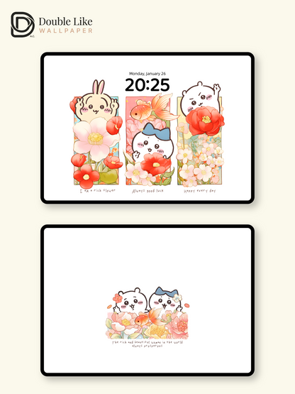 Blooming Lucky – Kawaii Good Luck Floral Wallpaper Set  [#CKW365]