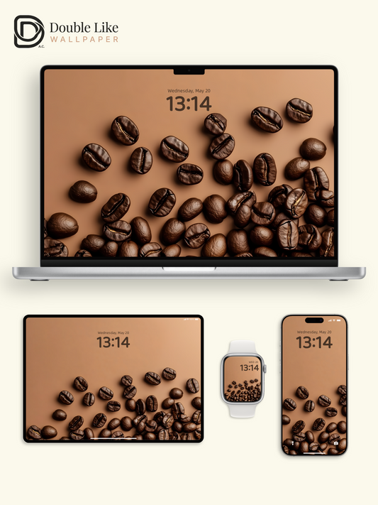 Combined Product Name: Warm Brown Coffee Beans Minimalist Calming Vibe Full-Device Still Life Wallpaper Pack [#ZMY196]