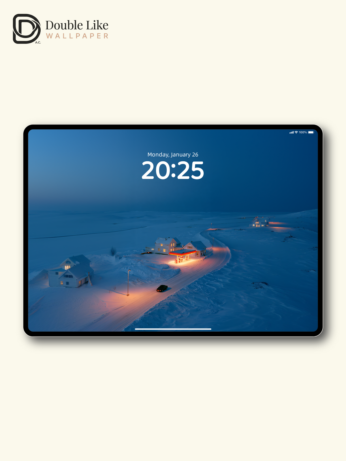 Nordic Winter Snow Gas Station Night Road Aesthetic Wallpaper Pack [#JJ1403]