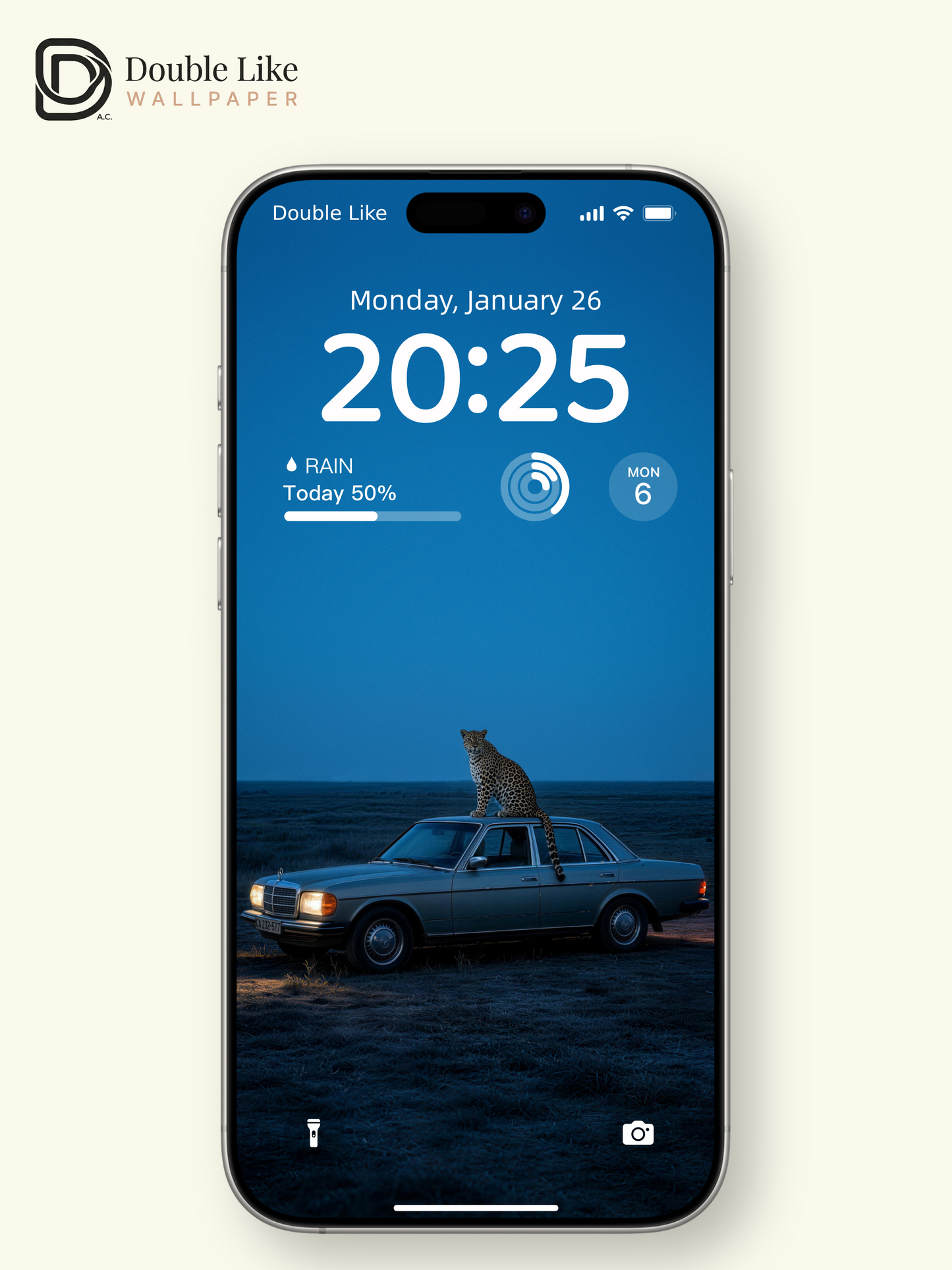 "The Night Watcher" Leopard on a Vintage Car Atmospheric Wallpaper Set [#LFHL30513]