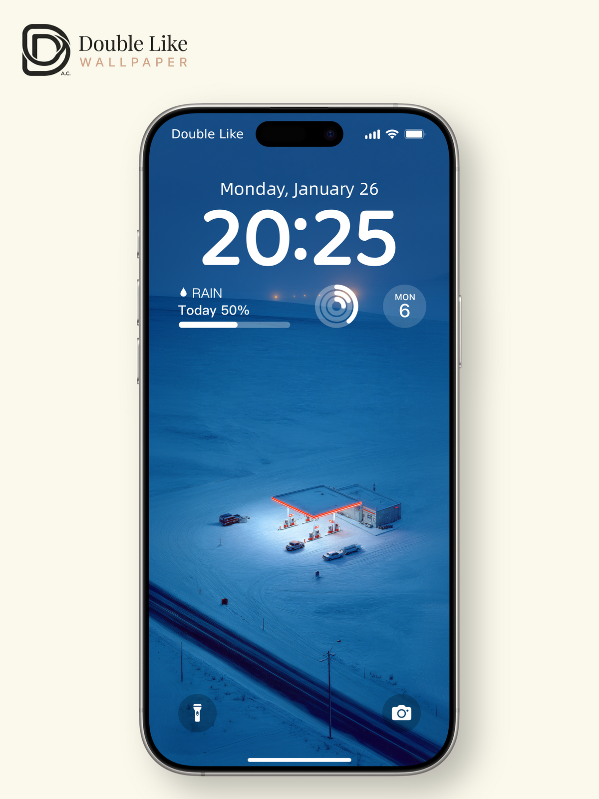 Arctic Snowfield Solitary Gas Station Aerial Night Wallpaper Pack [#JJ1397]