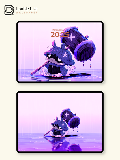 Cute Masked Bunny Big Hammer Rainy Aesthetic Wallpaper Pack [#HW1508]