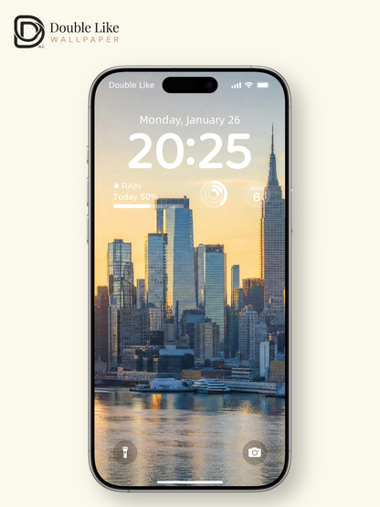 New York City Skyline Sunrise River Landscape Wallpaper Pack [#ZJYR009]