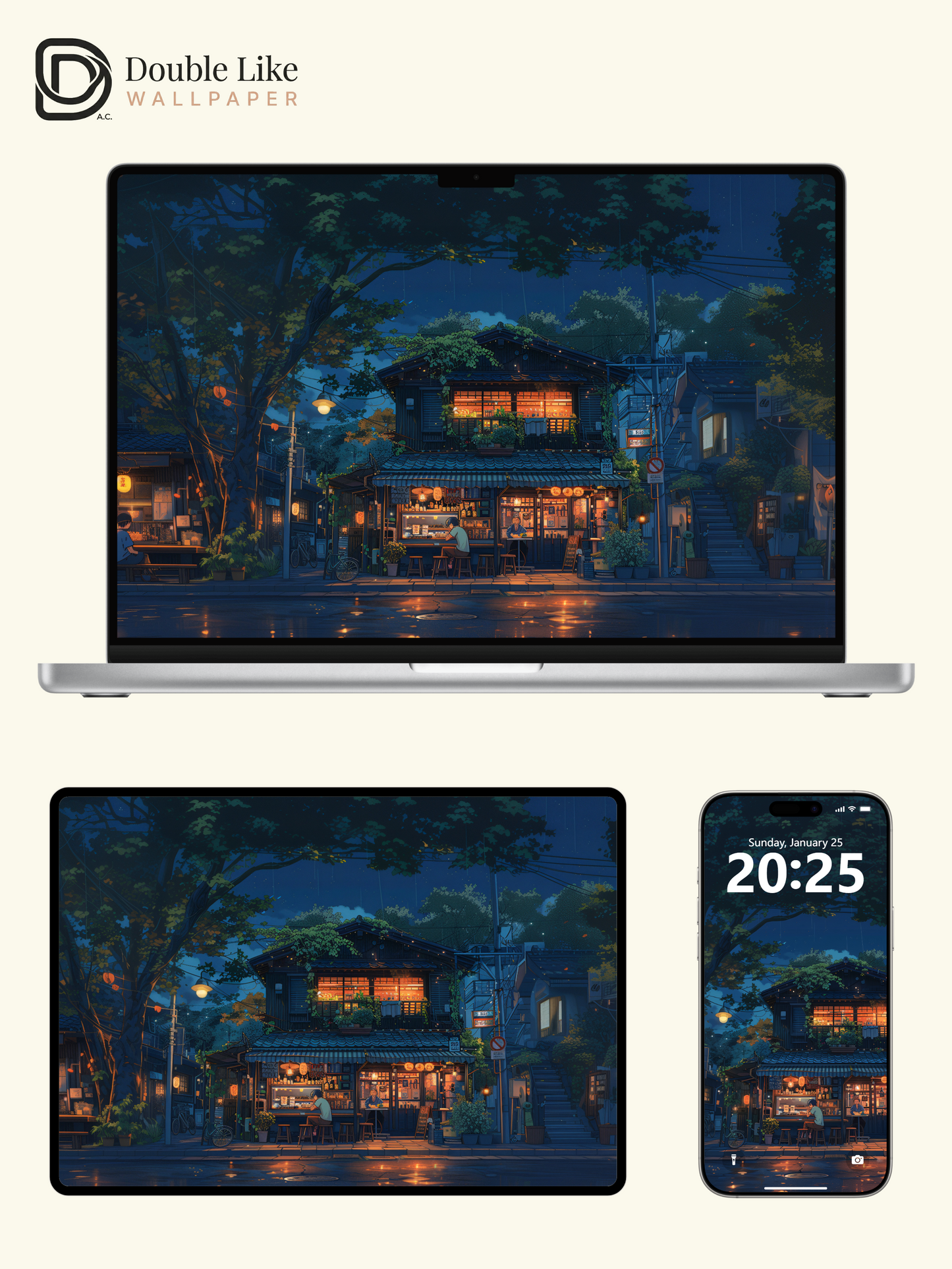 Cozy Rainy Night Japanese Cafe Anime Aesthetic Wallpaper Pack [#WGF108]