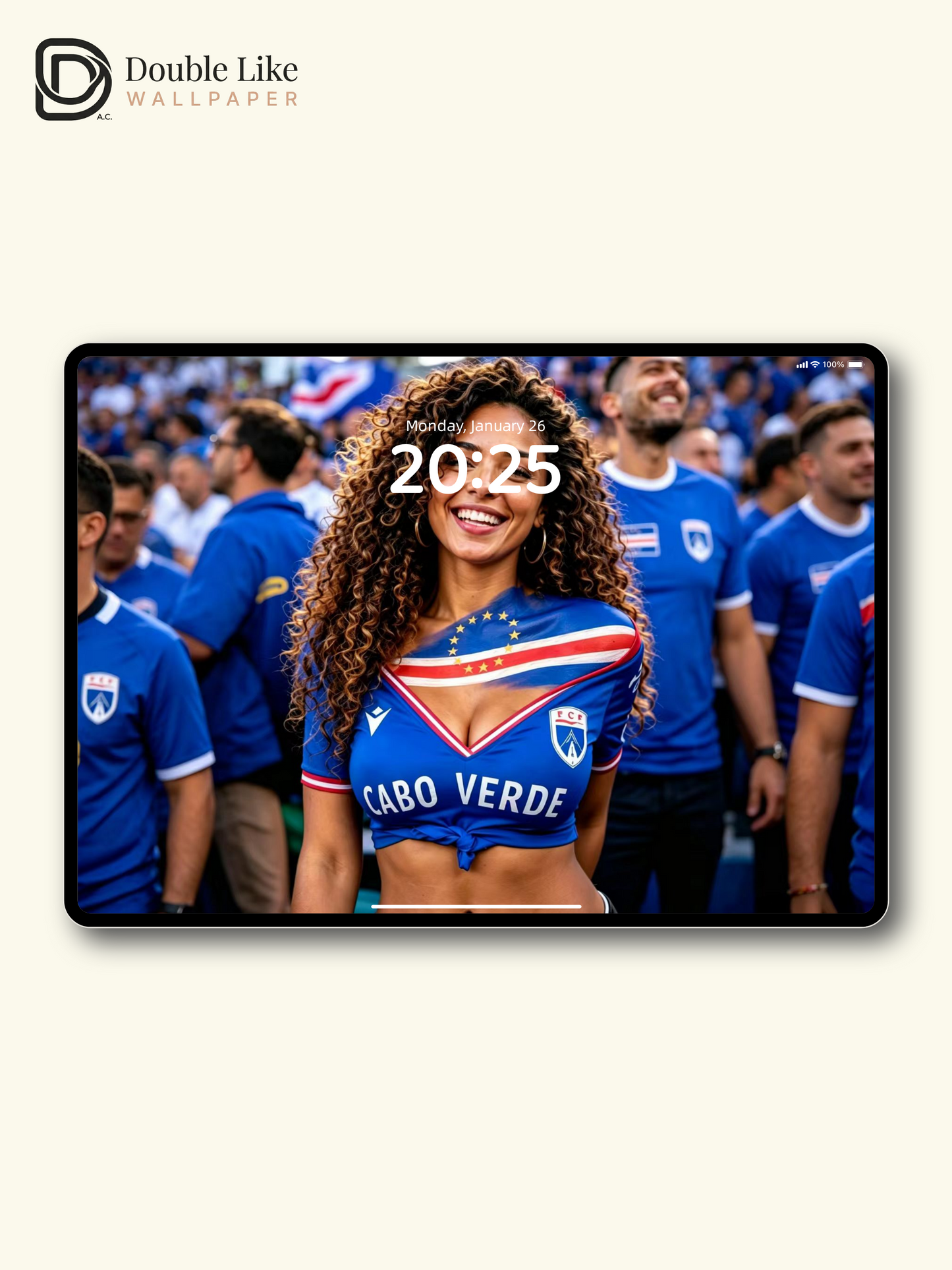 Happy Cape Verde Female Football Fan Portrait Wallpaper Pack [#HWWc019]