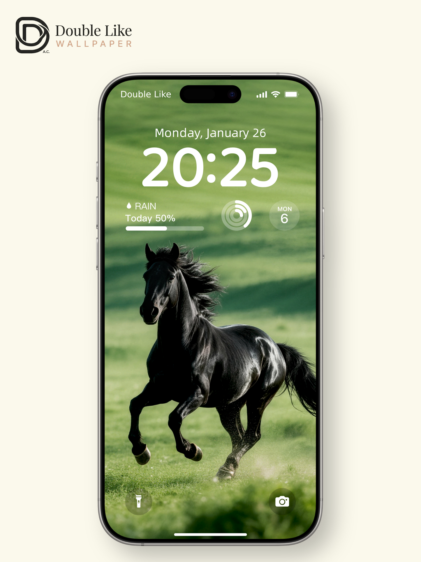 Running Black Horse Grassland Motivational Wallpaper Pack [#LFHL30207]