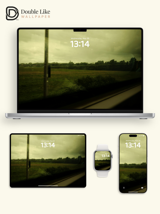 Cinematic Train Window View Vintage Green Field Aesthetic Wallpaper Pack [#ZMY524]