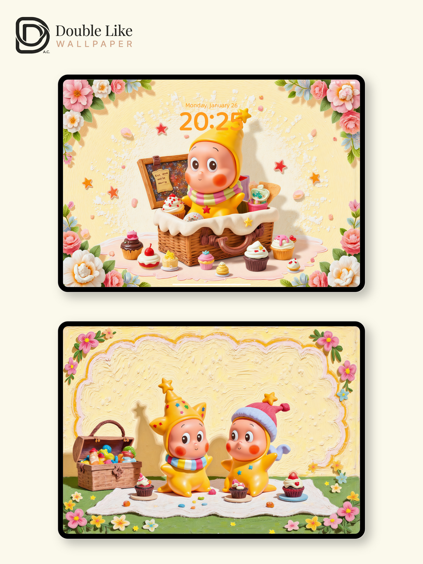 Starlight Buddy Picnic Day | Cozy Cute Dreamy Wallpaper Pack [#JJ188]