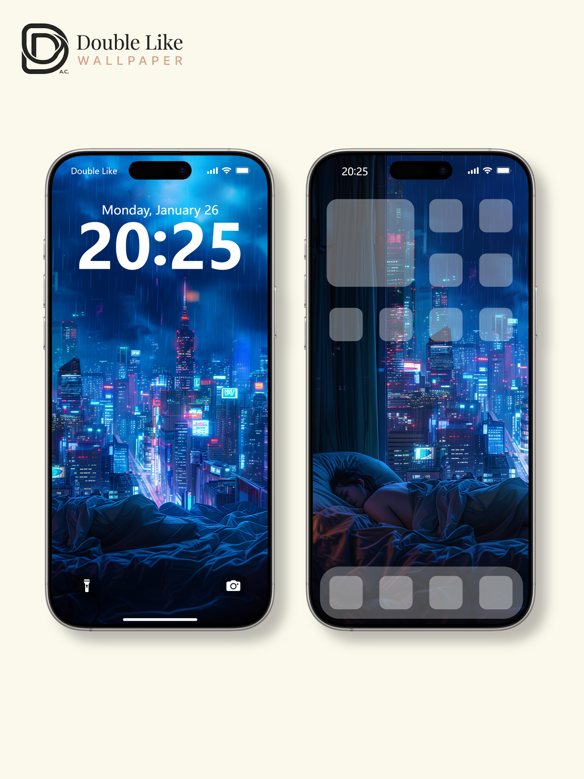 Rainy Cyberpunk City View Bedroom Anime Cozy Aesthetic Wallpaper Pack [#WGF098]