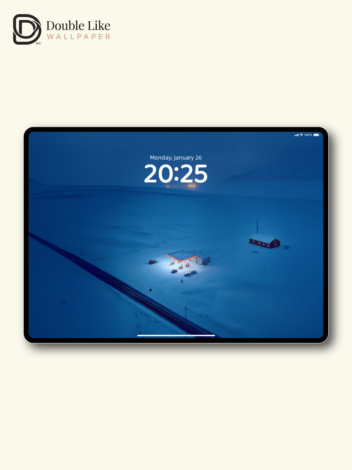 Arctic Snowfield Solitary Gas Station Aerial Night Wallpaper Pack [#JJ1397]