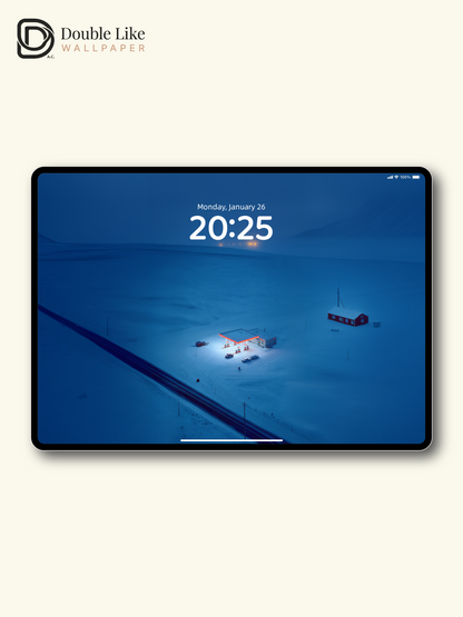 Arctic Snowfield Solitary Gas Station Aerial Night Wallpaper Pack [#JJ1397]