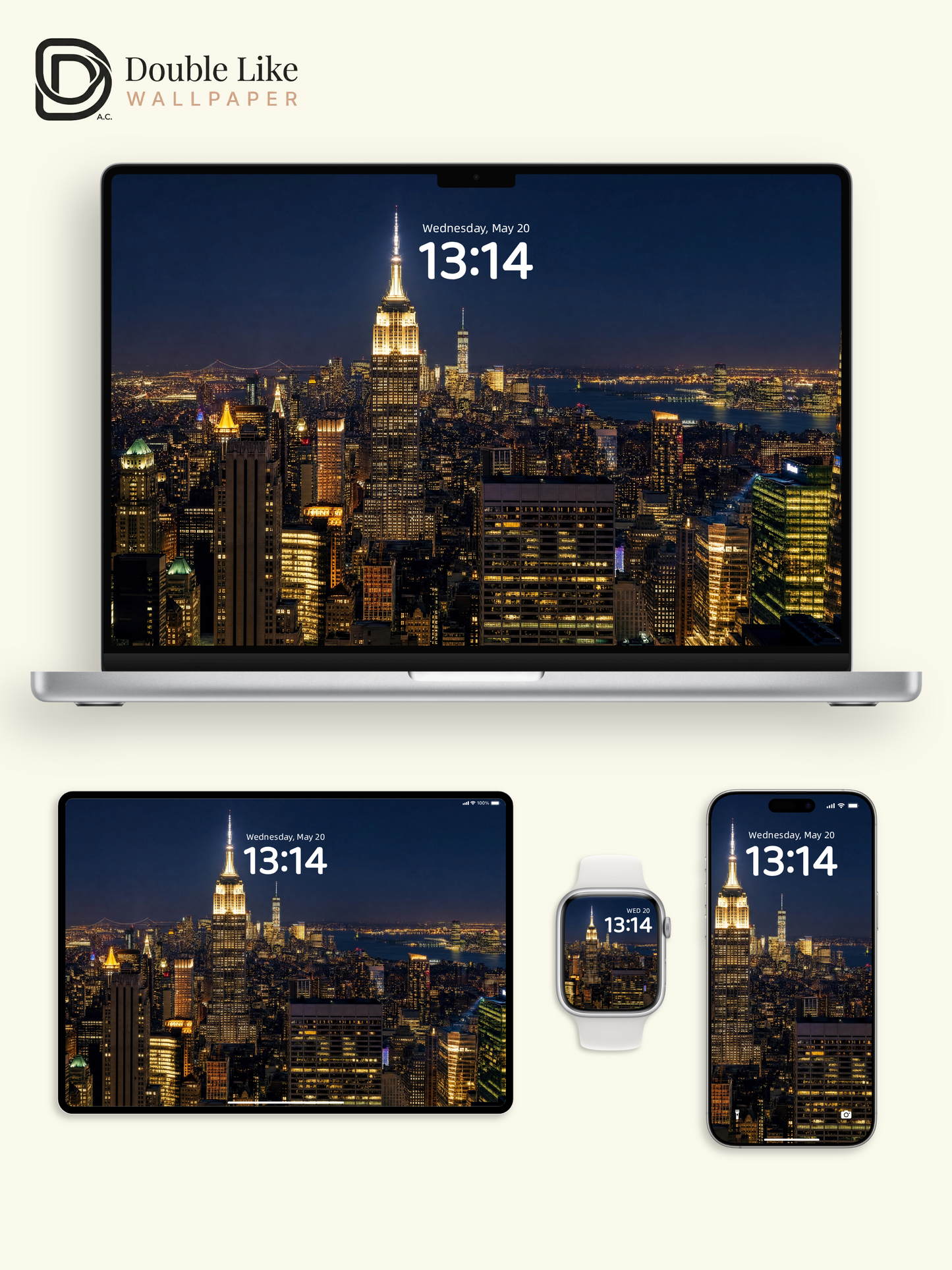 New York City Skyline Night Empire State Building Aesthetic Wallpaper Pack [#ZJYR003]
