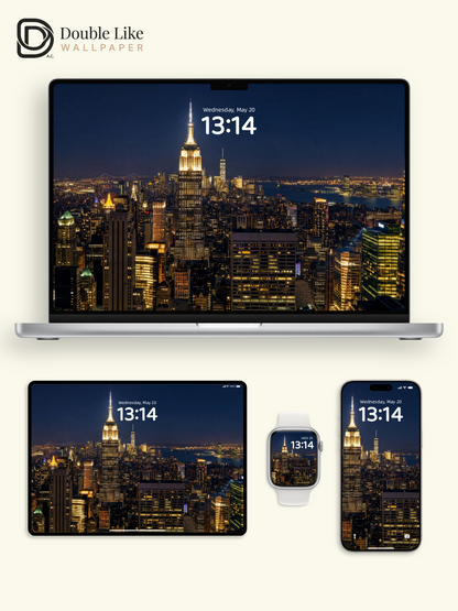 New York City Skyline Night Empire State Building Aesthetic Wallpaper Pack [#ZJYR003]