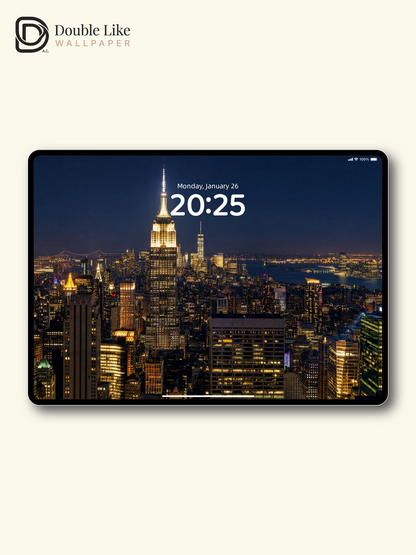 New York City Skyline Night Empire State Building Aesthetic Wallpaper Pack [#ZJYR003]