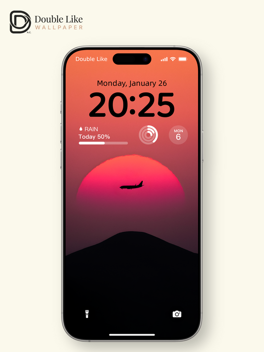 Sunset Airplane Mountain Minimal Vibe Full Wallpaper Set [#ZMY468]