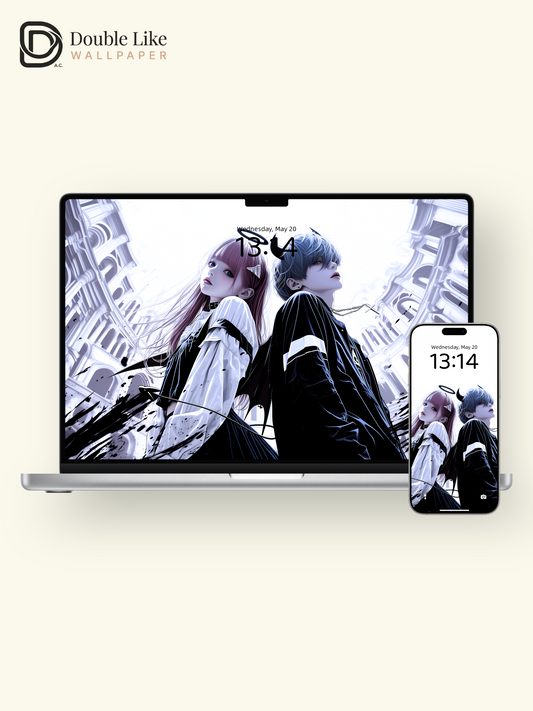 Gothic Anime Couple Angel Demon Wings Dark Techwear Aesthetic Wallpaper Pack [#HW1520]