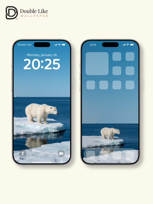 Arctic Polar Bear & Floating Ice Blue Ocean Aesthetic Wallpaper Pack [#JJ230914]